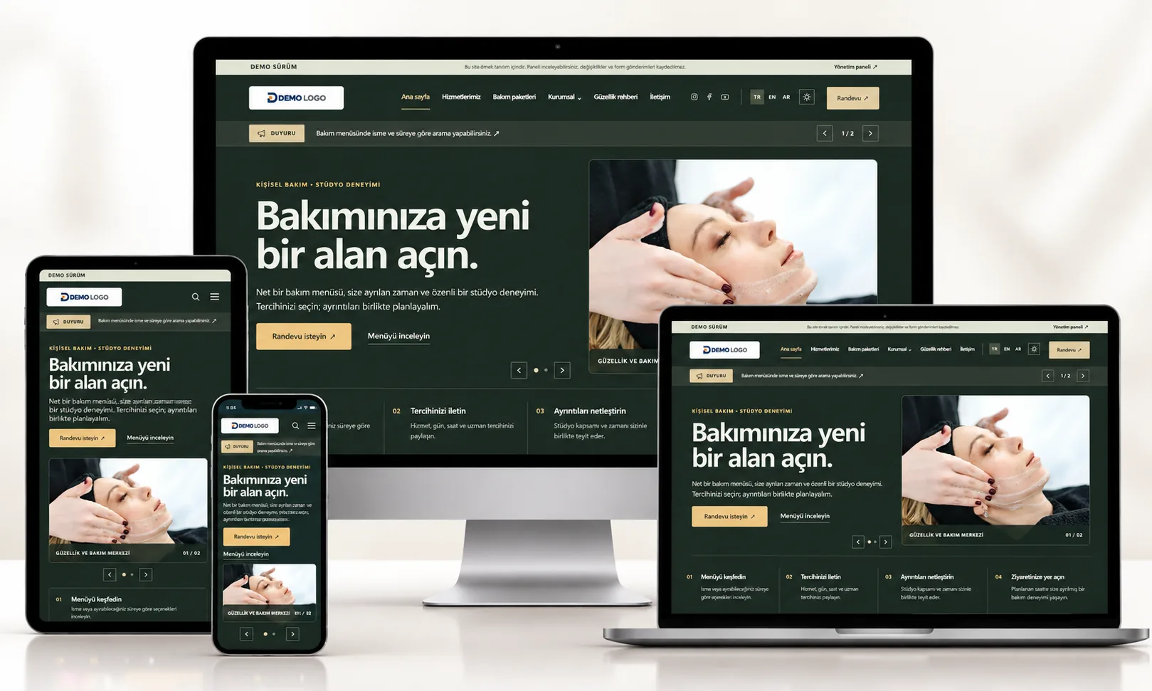Güzellik Merkezi V2 – Premium Güzellik Salonu Web Sitesi