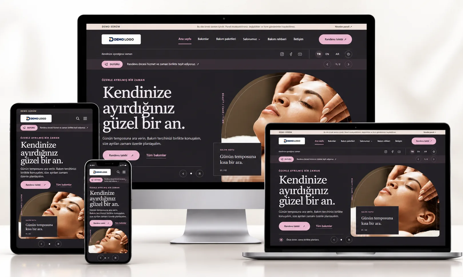 Güzellik Merkezi V1 – Profesyonel Güzellik Salonu Web Sitesi